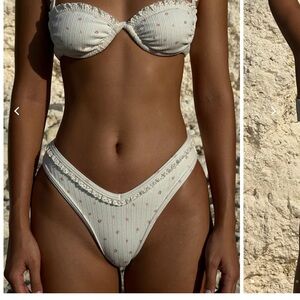 Cream Textured Bandeau Bikini Set